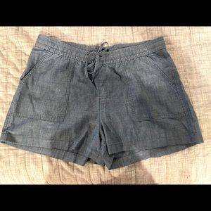 Chambray/Denim drawstring linen shorts